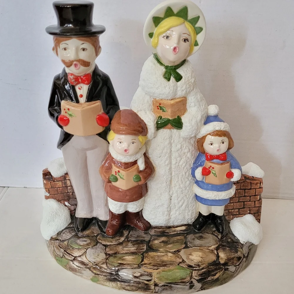 Vintage Victorian Christmas Carolers Family Handpainted Xmas Home Decor